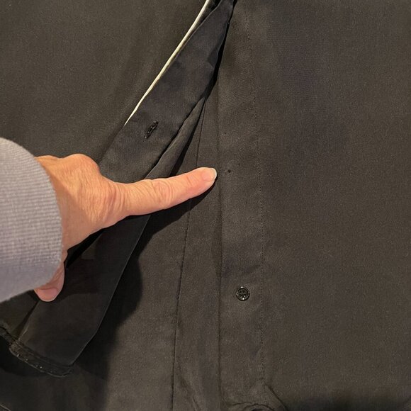 Sandro Paris silk Luxury Pajama Style Shirt Top Button‎ Up Black Medium (READ) - Picture 4 of 9
